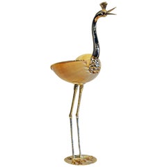 Gabriella Binazzi Design Silver and Gold Plated Crane with Sea Shell Body