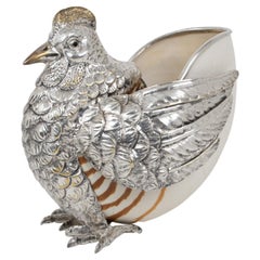 Gabriella Binazzi Silver Plate Hen Bird Bowl Sculpture, 1970s