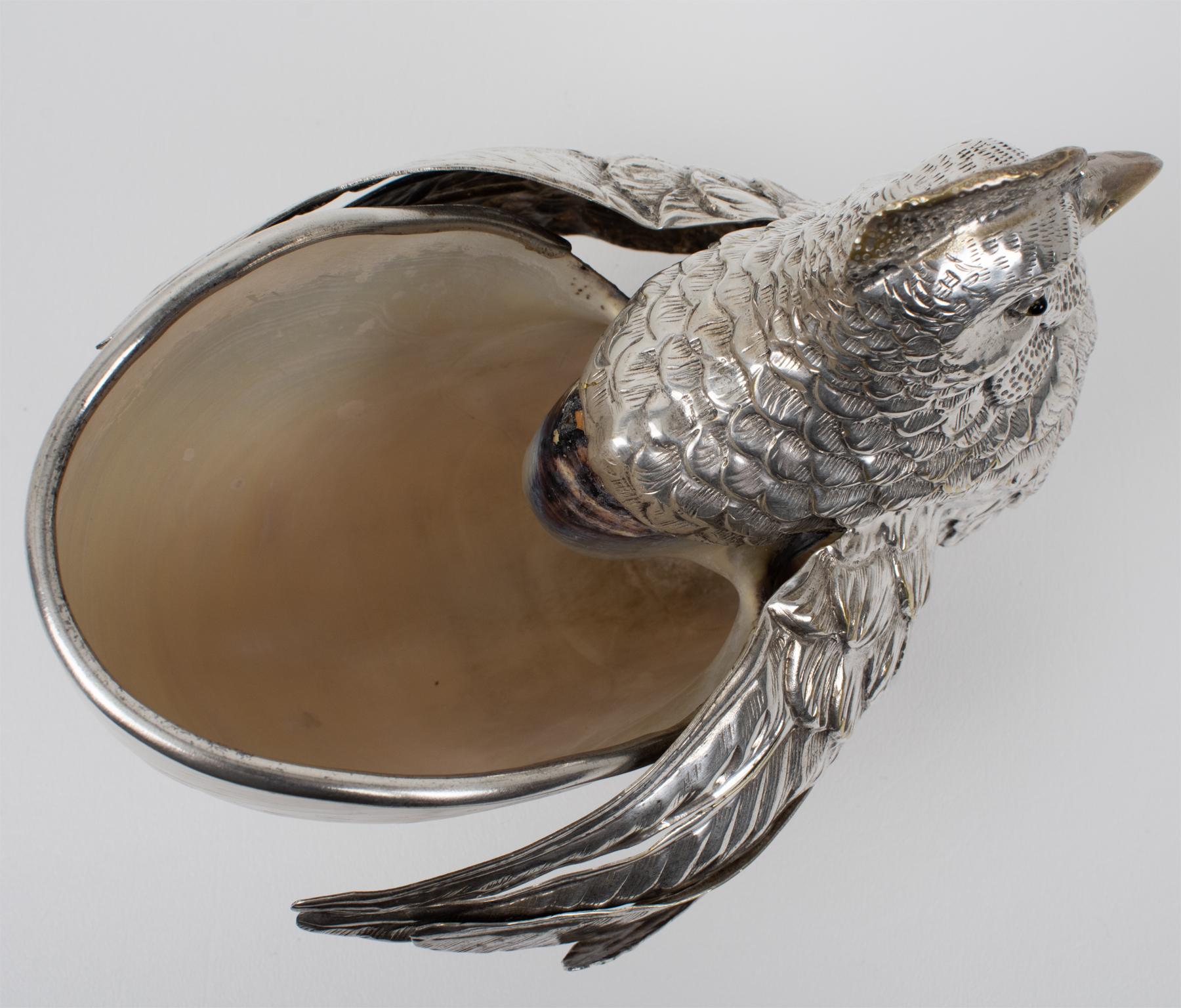 Gabriella Binazzi Giant Silvered Bronze, Seashell Bird Bowl, 1970s 3