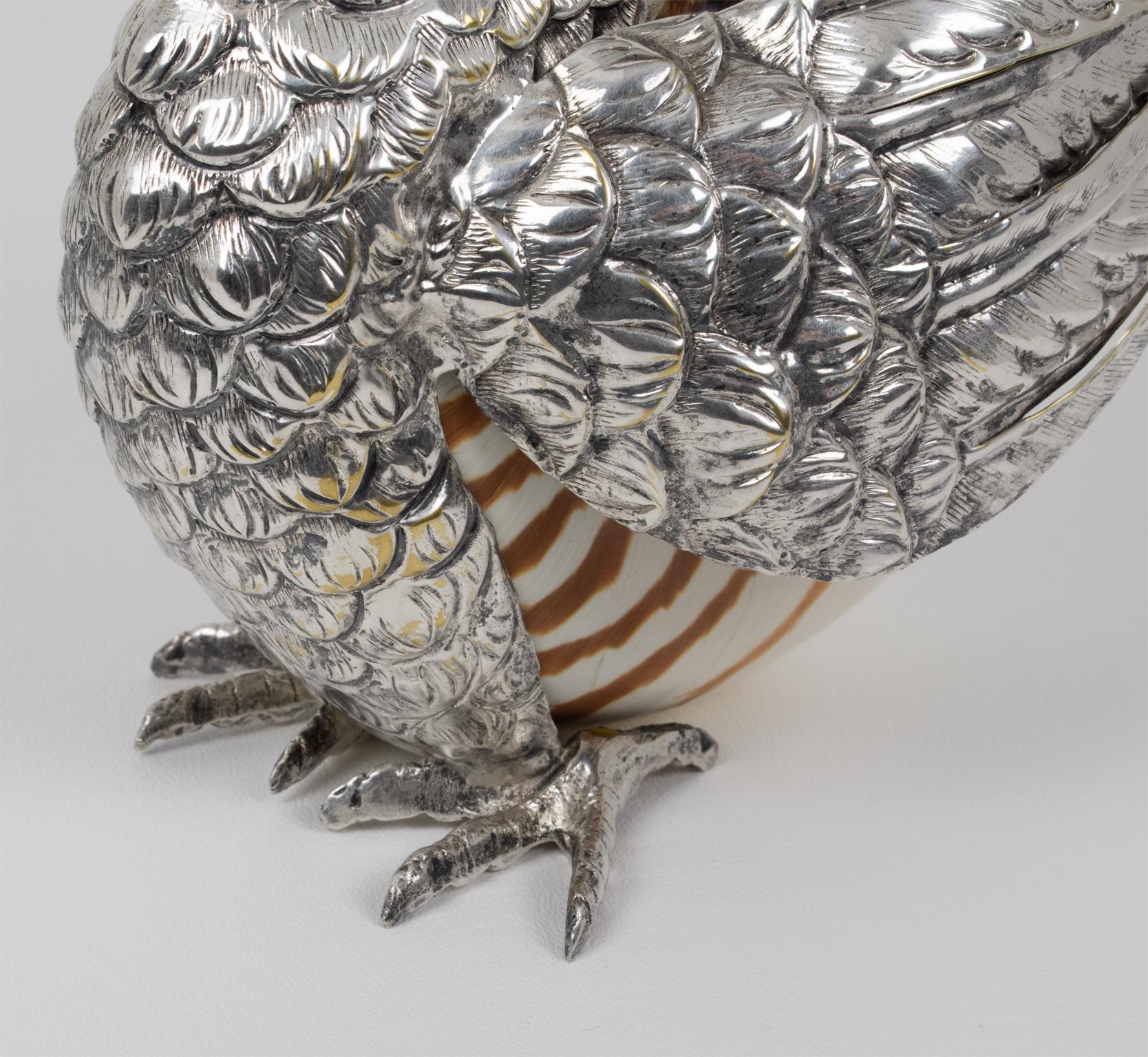 Gabriella Binazzi Giant Silvered Bronze, Seashell Bird Bowl, 1970s 4