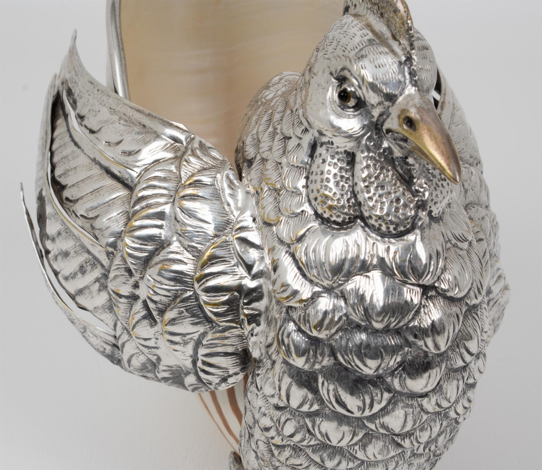 Gabriella Binazzi Giant Silvered Bronze, Seashell Bird Bowl, 1970s 1