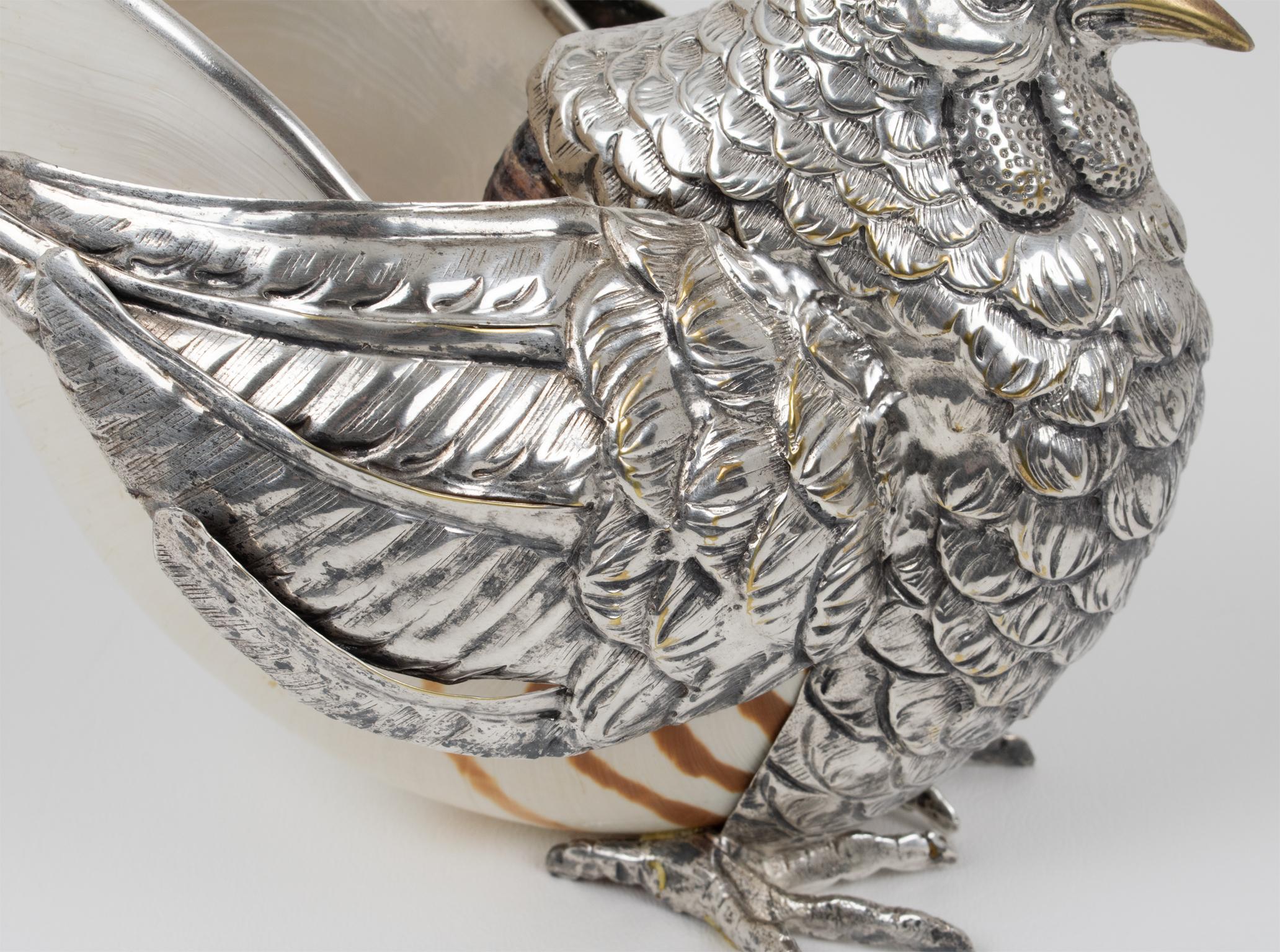 Gabriella Binazzi Giant Silvered Bronze, Seashell Bird Bowl, 1970s 2