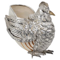 Gabriella Binazzi Giant Silvered Bronze, Seashell Bird Bowl, 1970s