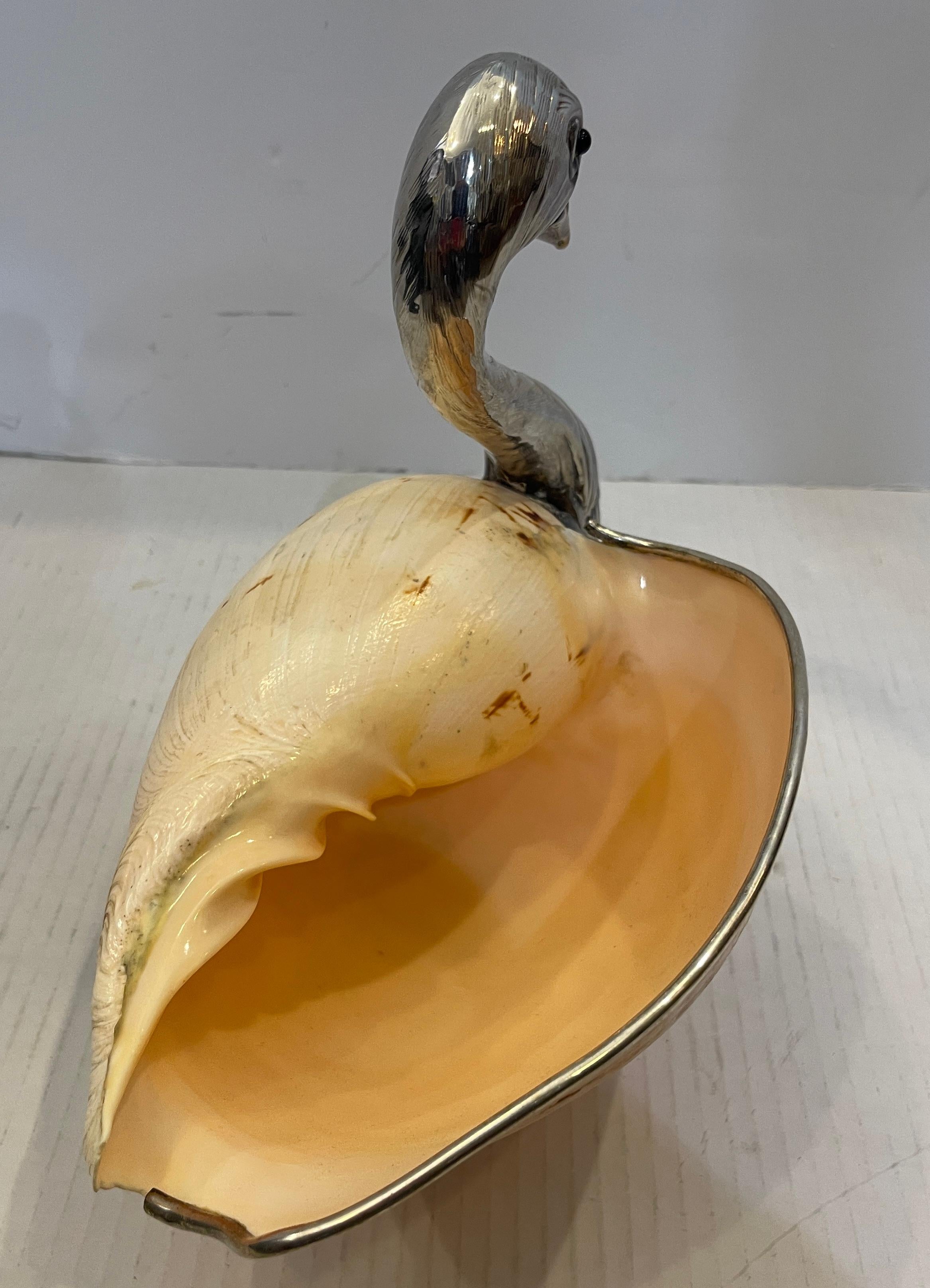 Gabriella Binazzi, plaque d'argent, laiton et grand coquillage Swan en vente 4