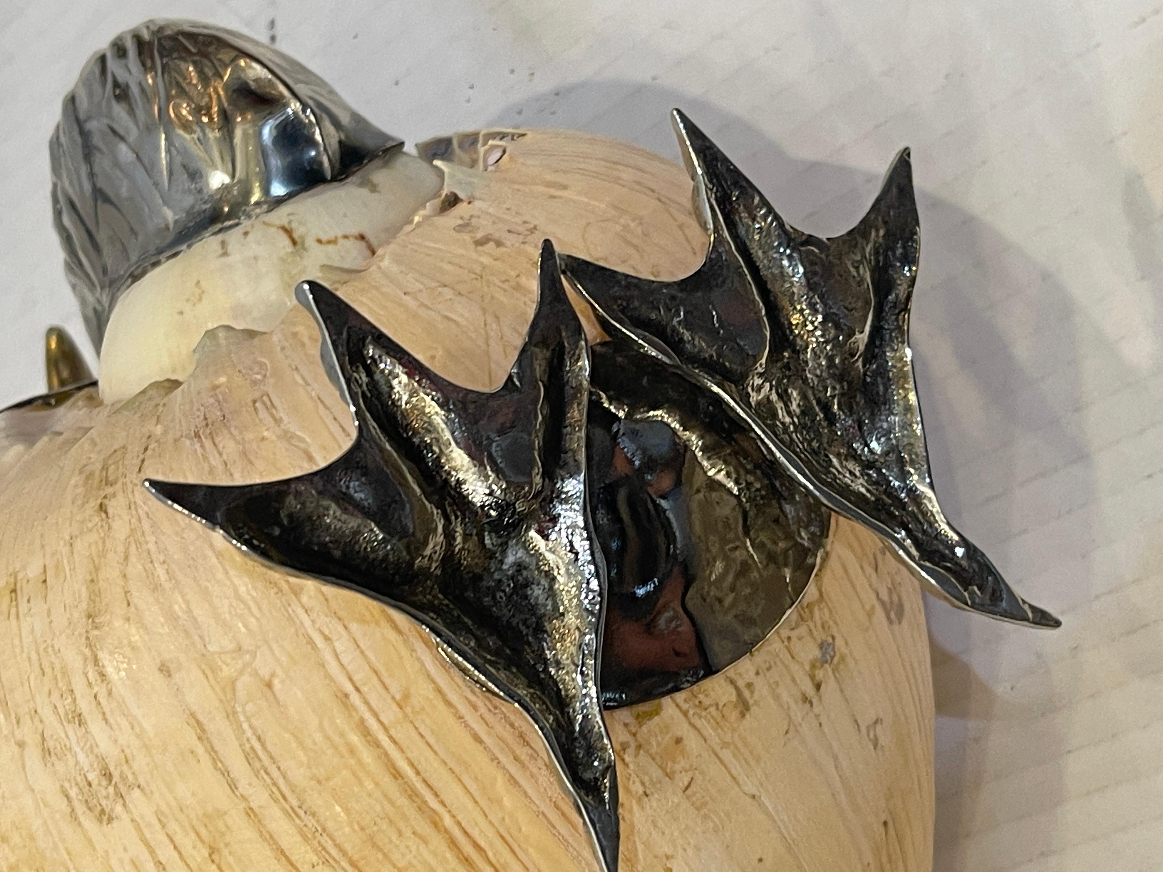 Gabriella Binazzi, plaque d'argent, laiton et grand coquillage Swan en vente 6