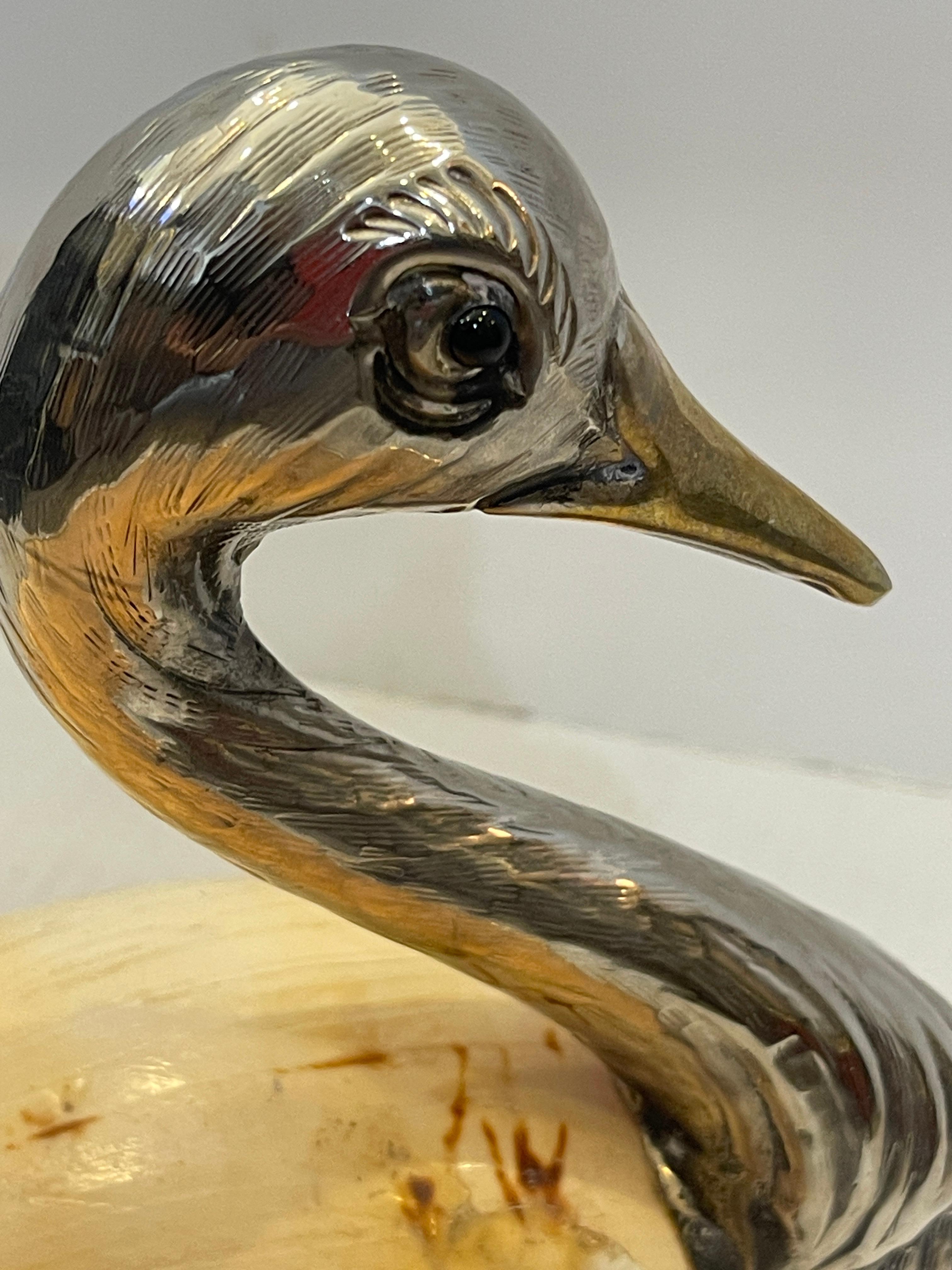 Milieu du XXe siècle Gabriella Binazzi, plaque d'argent, laiton et grand coquillage Swan en vente