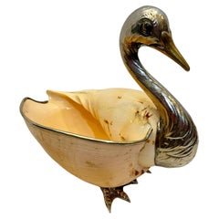 Gabriella Binazzi, plaque d'argent, laiton et grand coquillage Swan