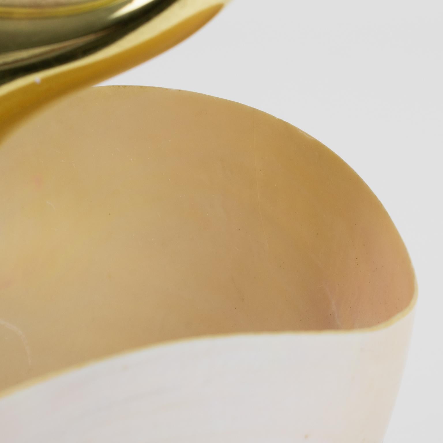 Gabriella Binazzi Style Seashell and Brass Swan Bowl Sculpture, 1970s 10