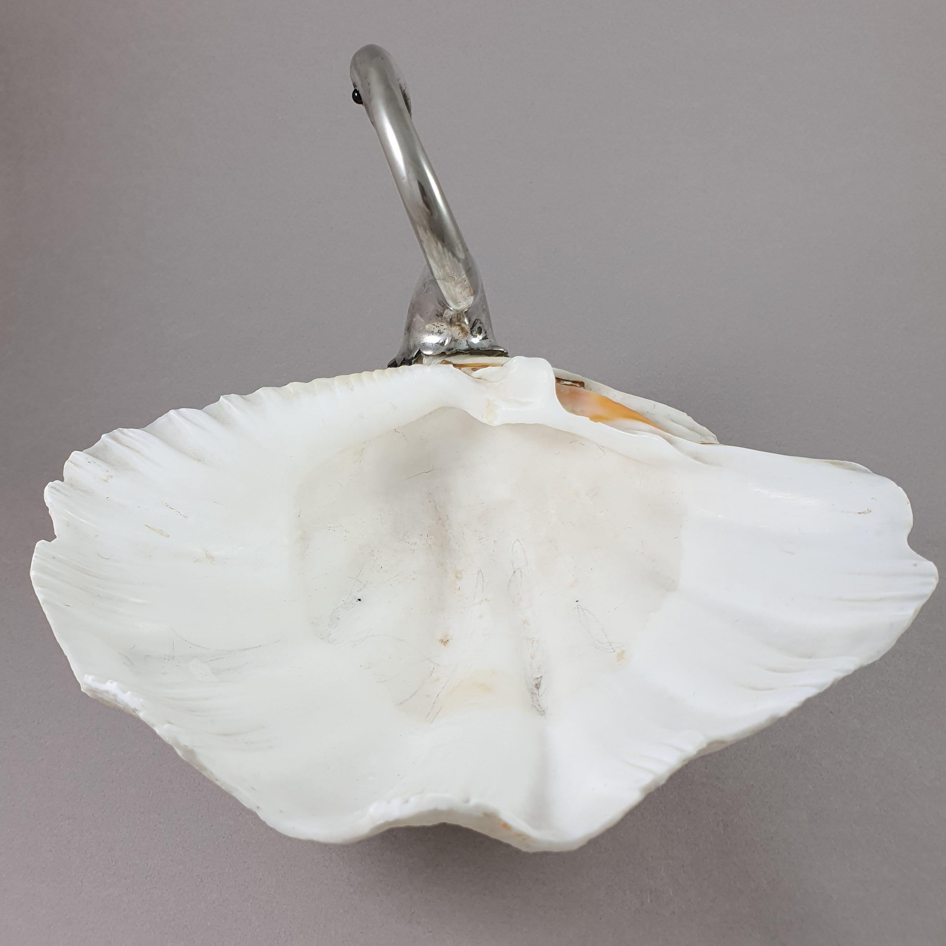 Mid-Century Modern Gabriella Binazzi Swan Shell in Silver Plate and Shell