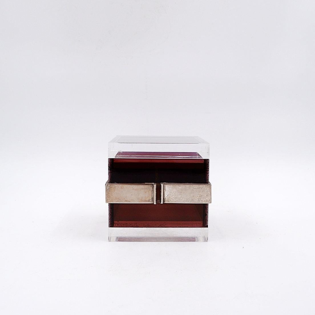 Gabriella Crespi attr. Lucite and Silver Box, Italy, 1970's For Sale 4