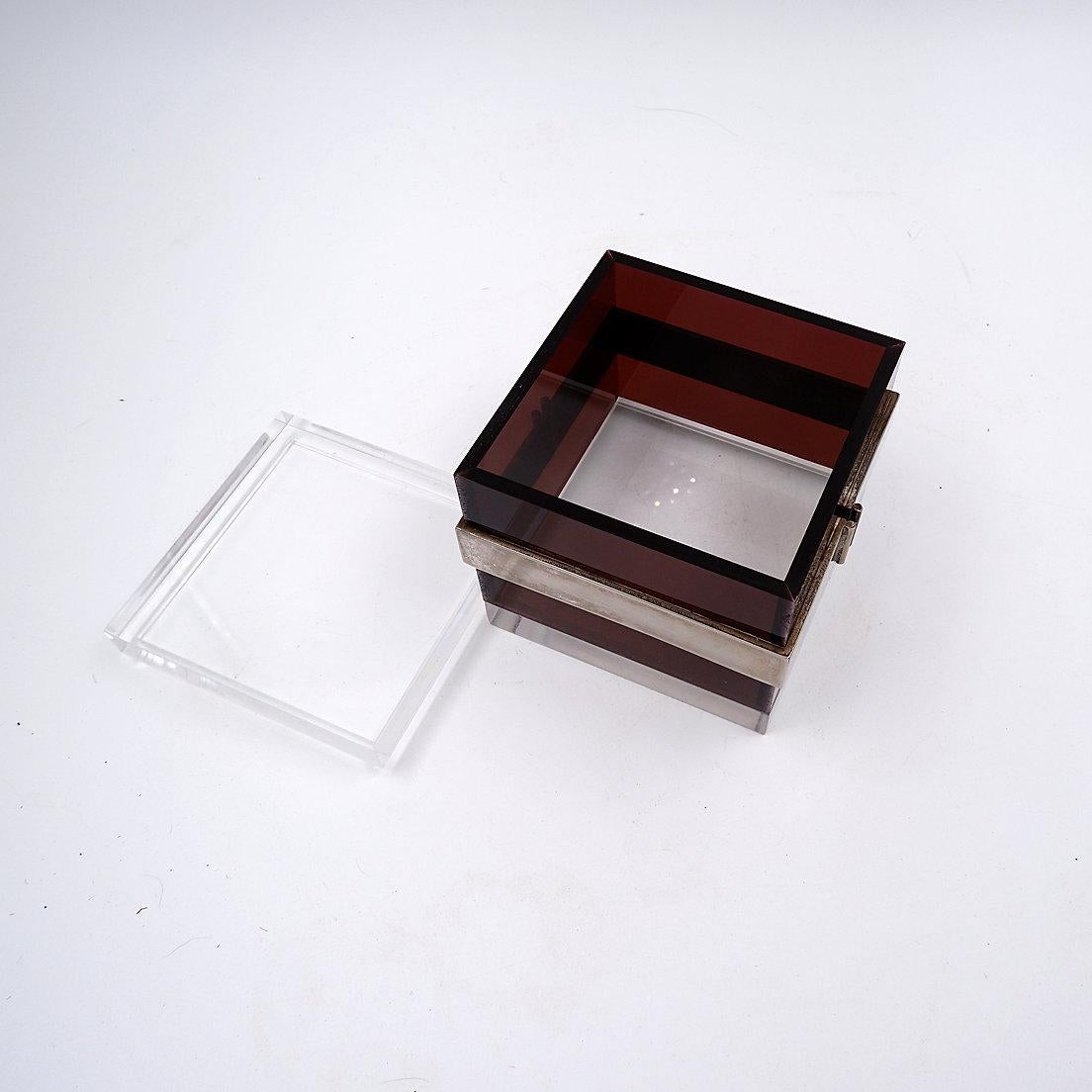 Gabriella Crespi attr. Lucite and Silver Box, Italy, 1970's For Sale 6