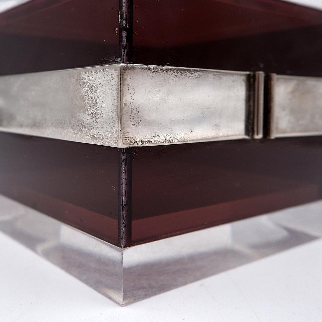 Gabriella Crespi attr. Lucite and Silver Box, Italy, 1970's For Sale 7