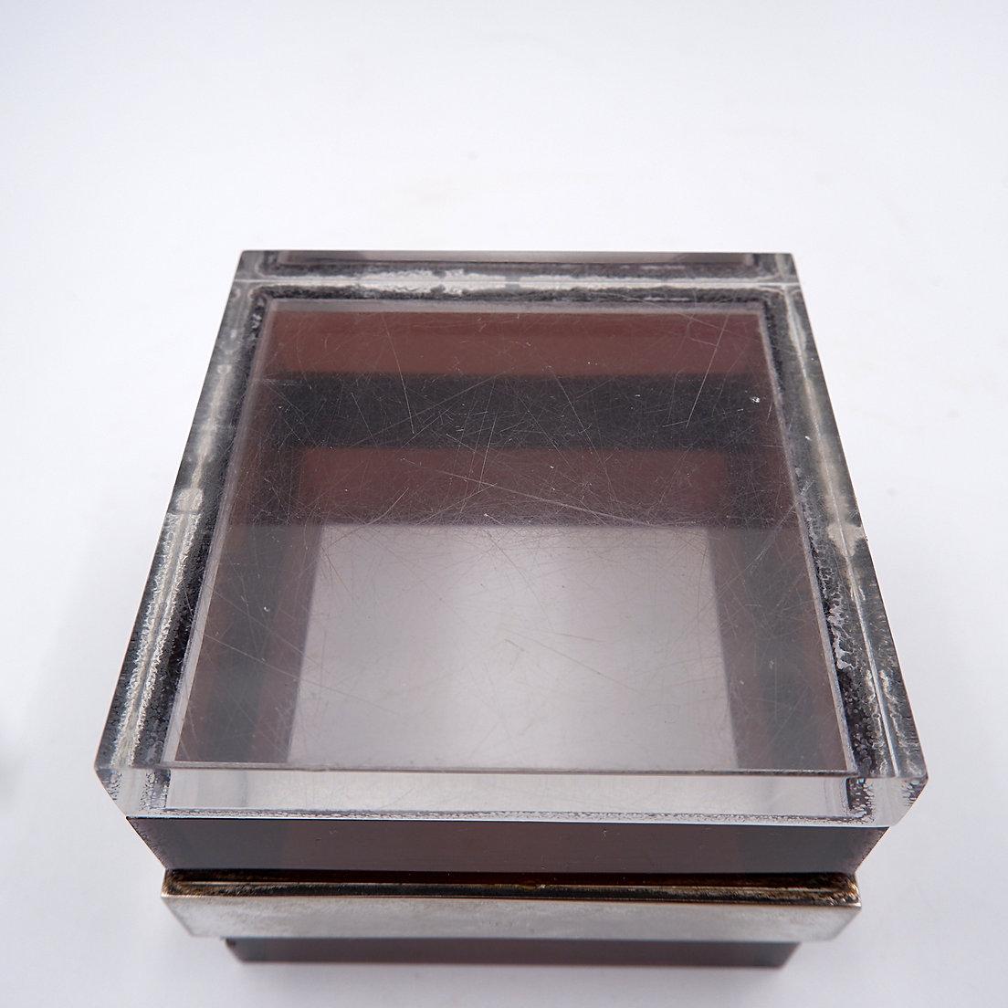 20th Century Gabriella Crespi attr. Lucite and Silver Box, Italy, 1970's For Sale