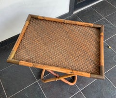 Gabriella Crespi Bamboo and Wicker Side Table