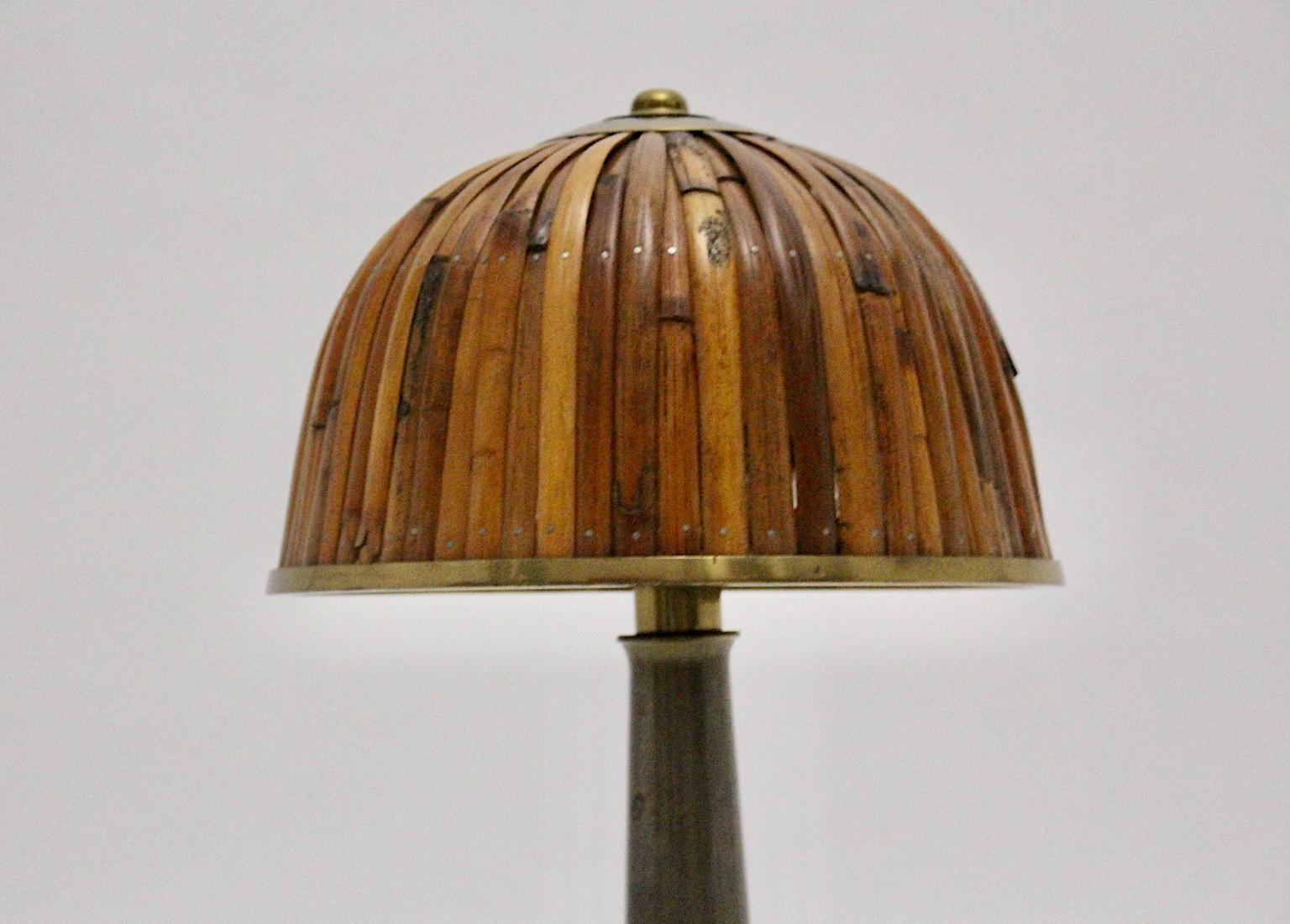 Gabriella Crespi Bamboo Brass Fungo Table Lamp Rising Sun Series, 1973, Italy 5