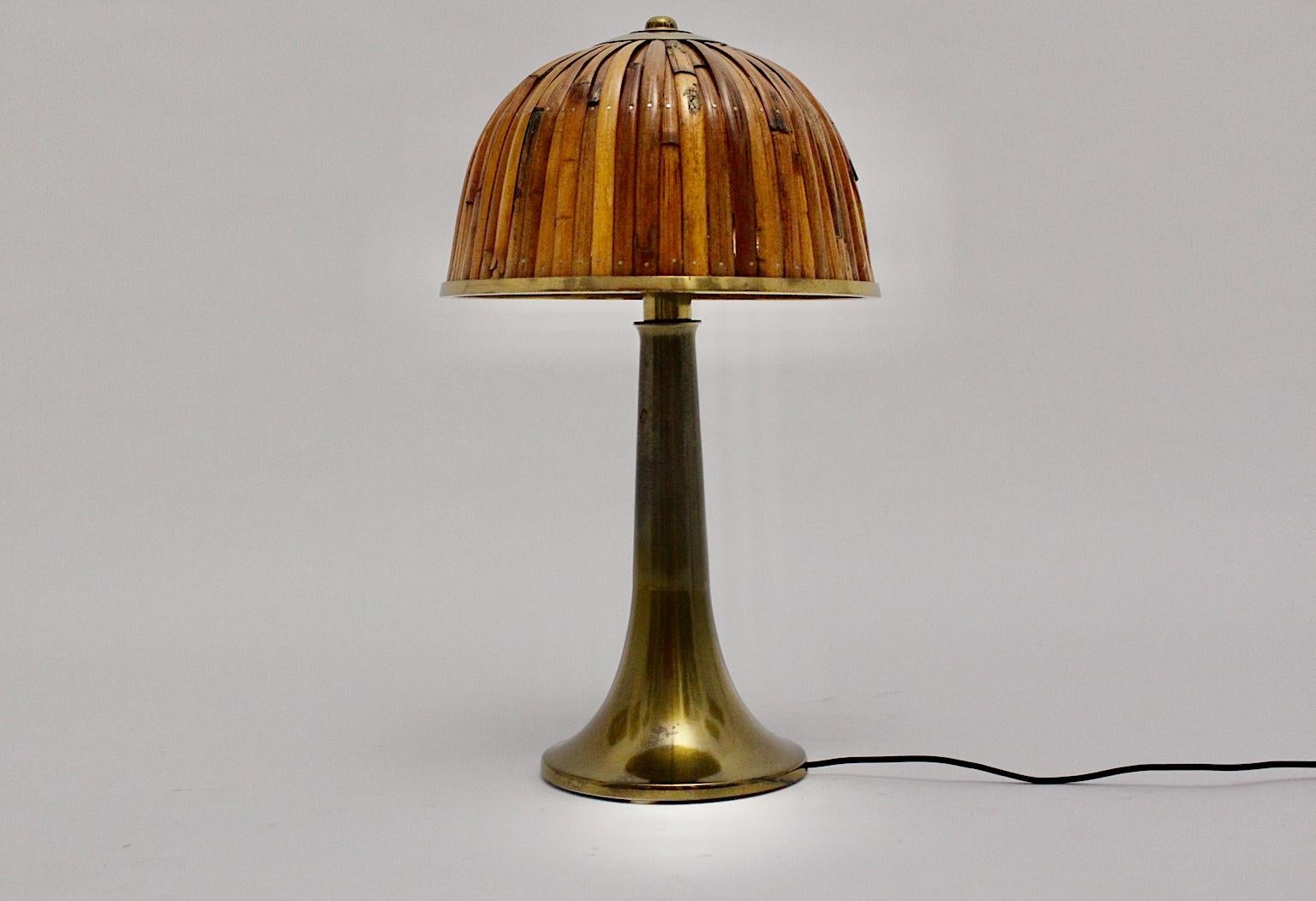 Gabriella Crespi Bamboo Brass Fungo Table Lamp Rising Sun Series, 1973,  Italy For Sale at 1stDibs