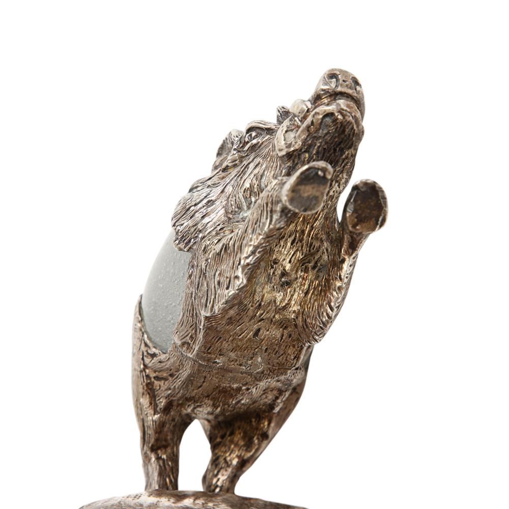 Gabriella Crespi Boar, Silvered Bronze, Glass, Signed For Sale 4