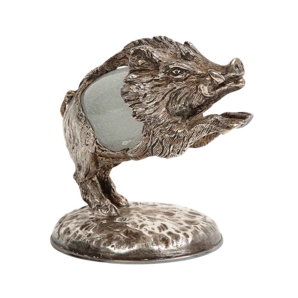 Gabriella Crespi Boar, Silvered Bronze, Glass, Signed In Good Condition For Sale In New York, NY