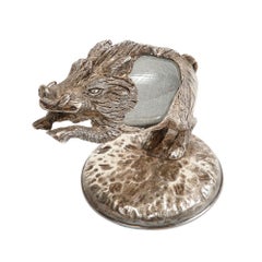Gabriella Crespi Boar, Silvered Bronze, Glass, Signed