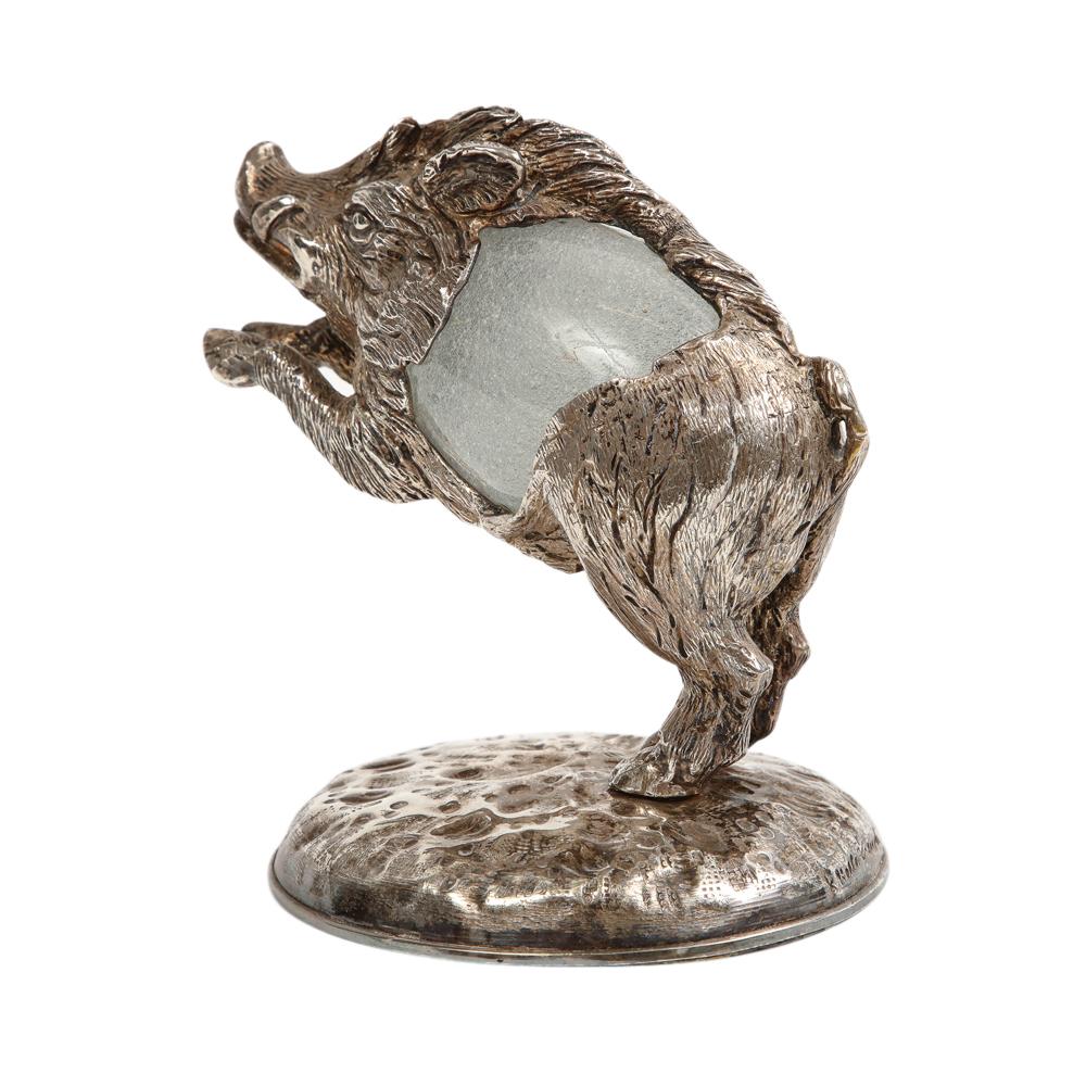 Gabriella Crespi Boar, Silvered Bronze, Glass, Signed For Sale 1