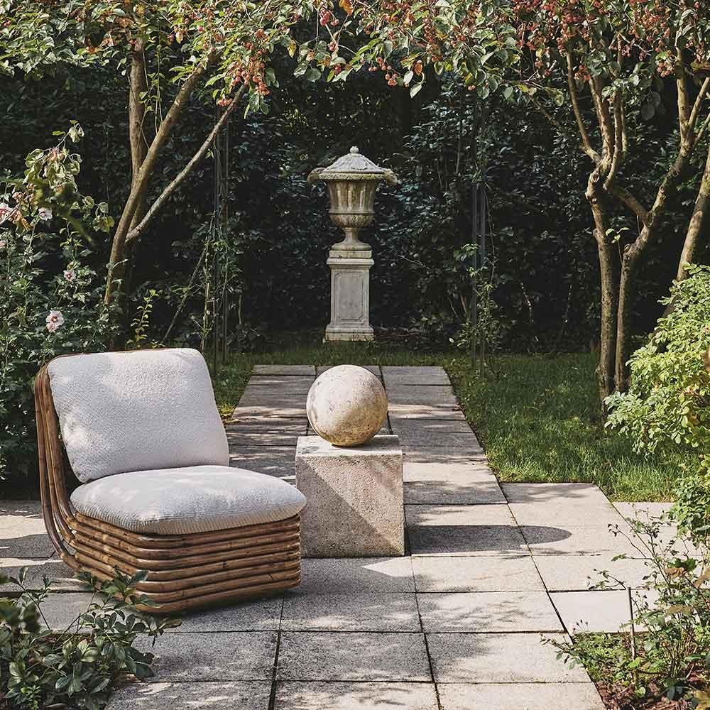 Gabriella Crespi Bohemian 72 Lounge Chair Diagonal Bouclé Dedar 007 for GUBI In New Condition For Sale In New York, NY