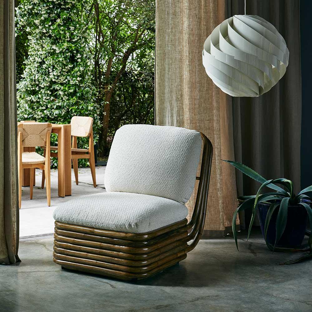 Contemporary Gabriella Crespi Bohemian 72 Lounge Chair Diagonal Bouclé Dedar 007 for GUBI For Sale