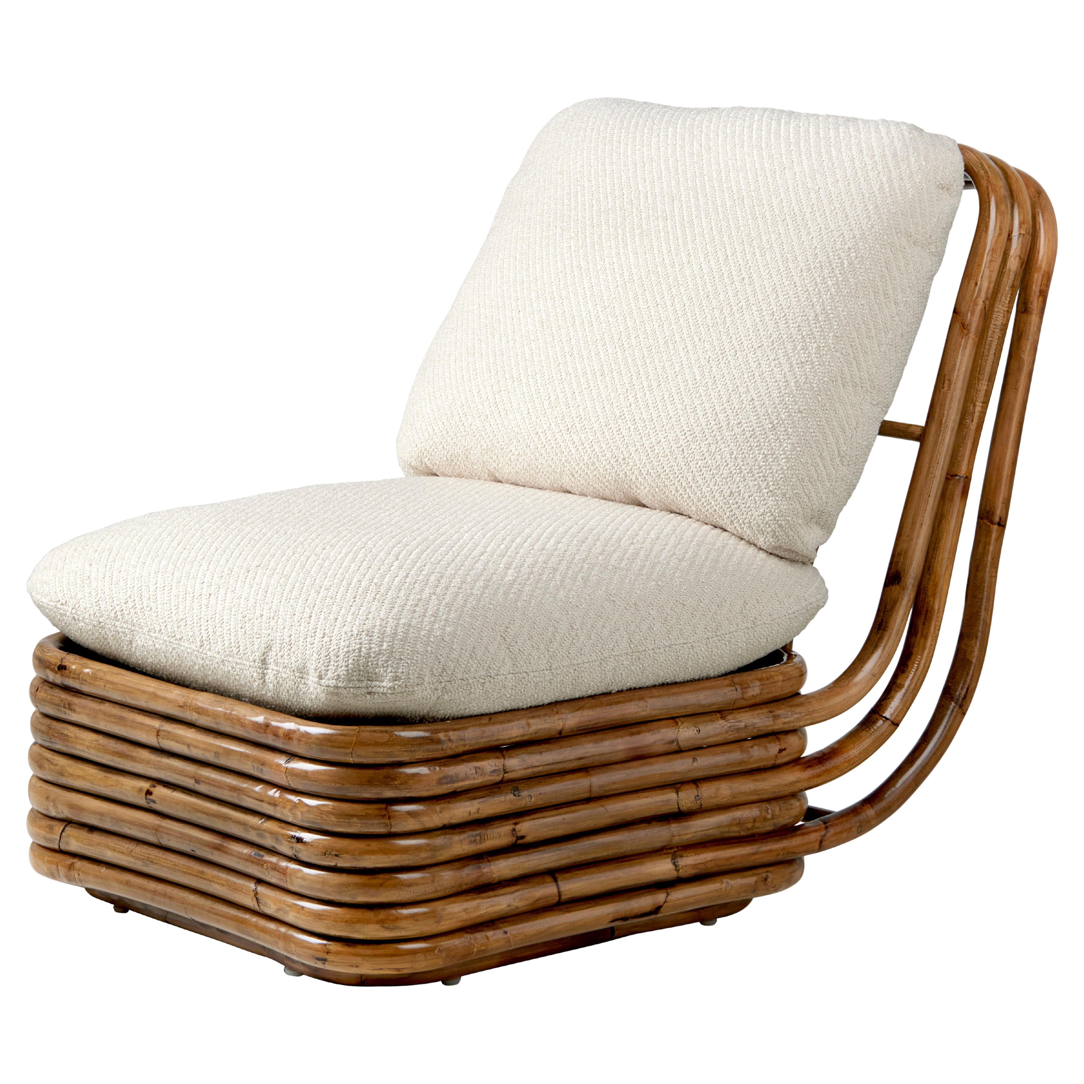 Gabriella Crespi Bohemian 72 Lounge Chair Diagonal Bouclé Dedar 007 for GUBI
