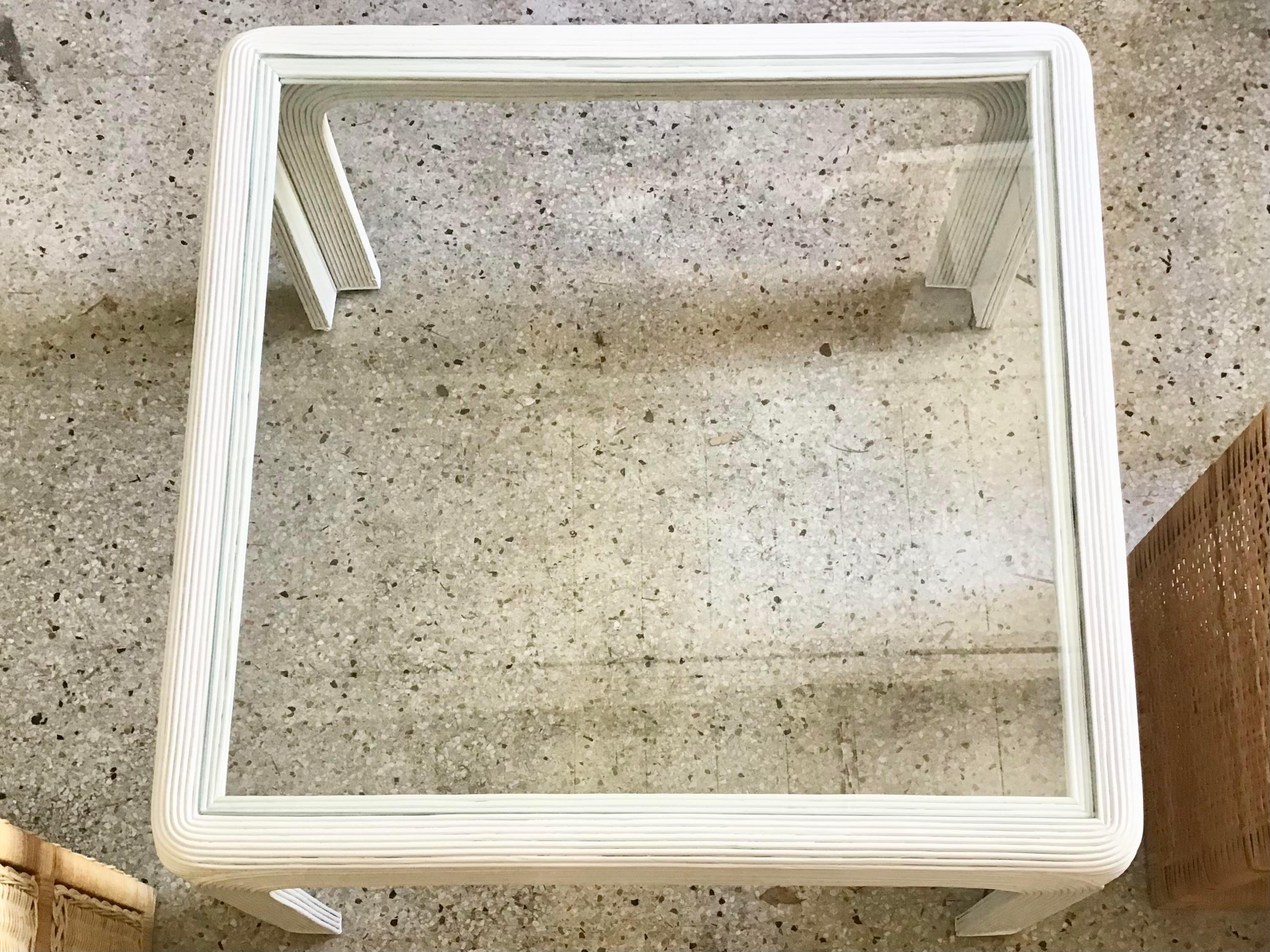 Pencil Reed Coffee Table in the Style of Gabriella Crespi, circa 1970s In Good Condition For Sale In Los Angeles, CA