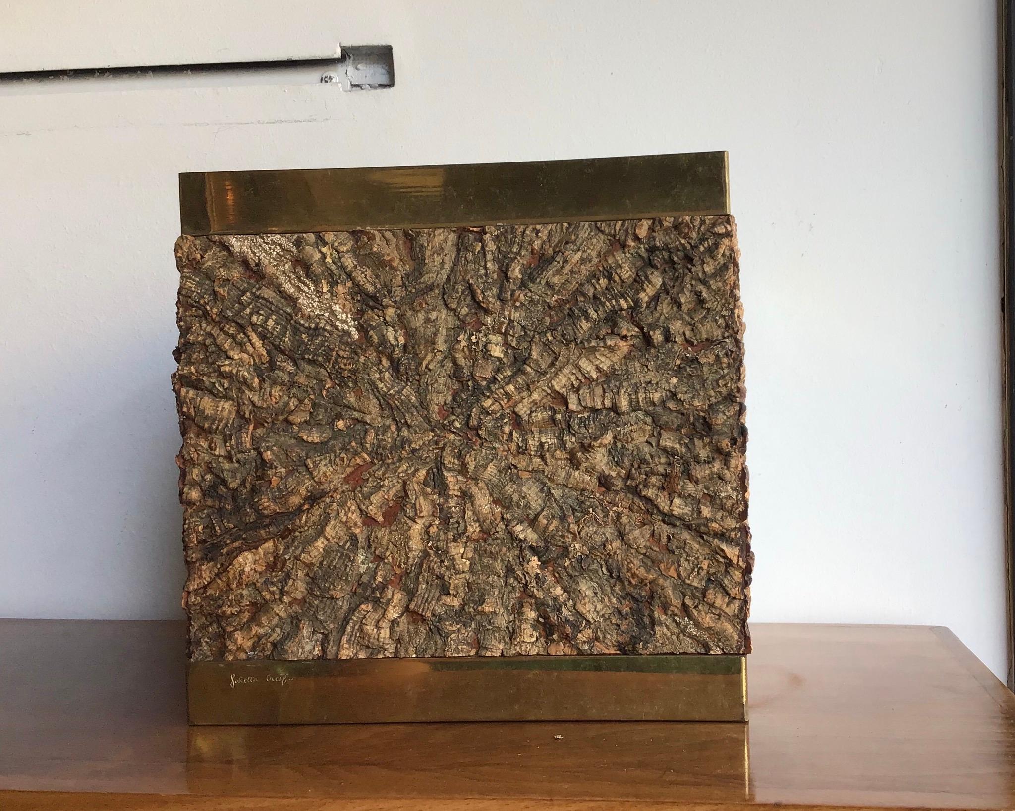 Gabriella Crespi Brass Cork Vase Holder 1960 Italy In Excellent Condition For Sale In Milano, IT