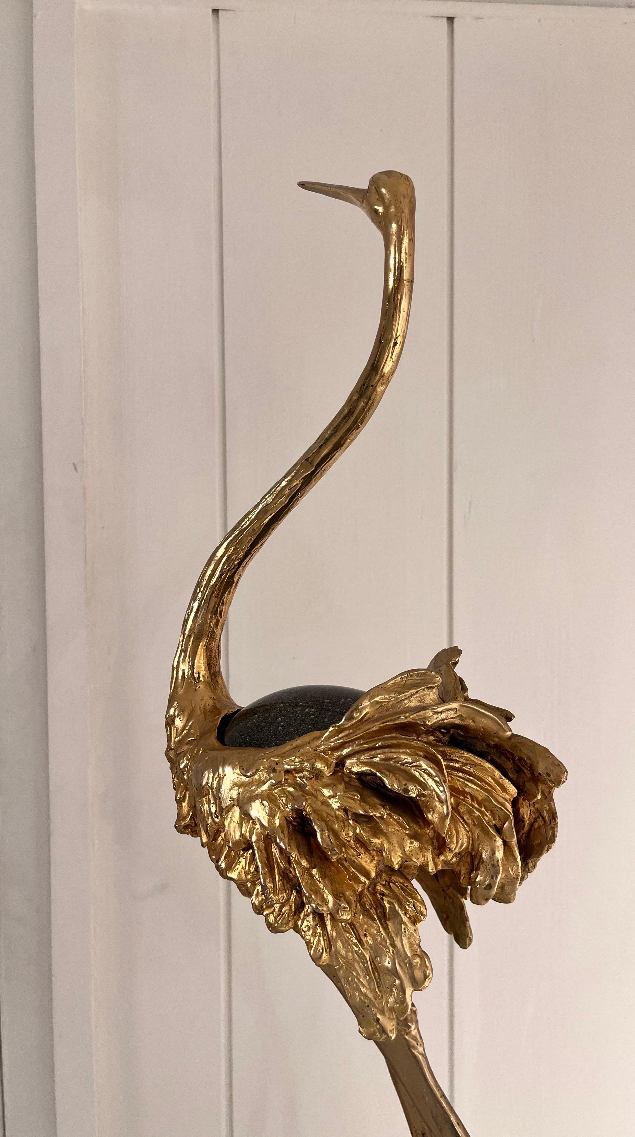 Late 20th Century Gabriella Crespi Bronze Ostrich Sculpture 