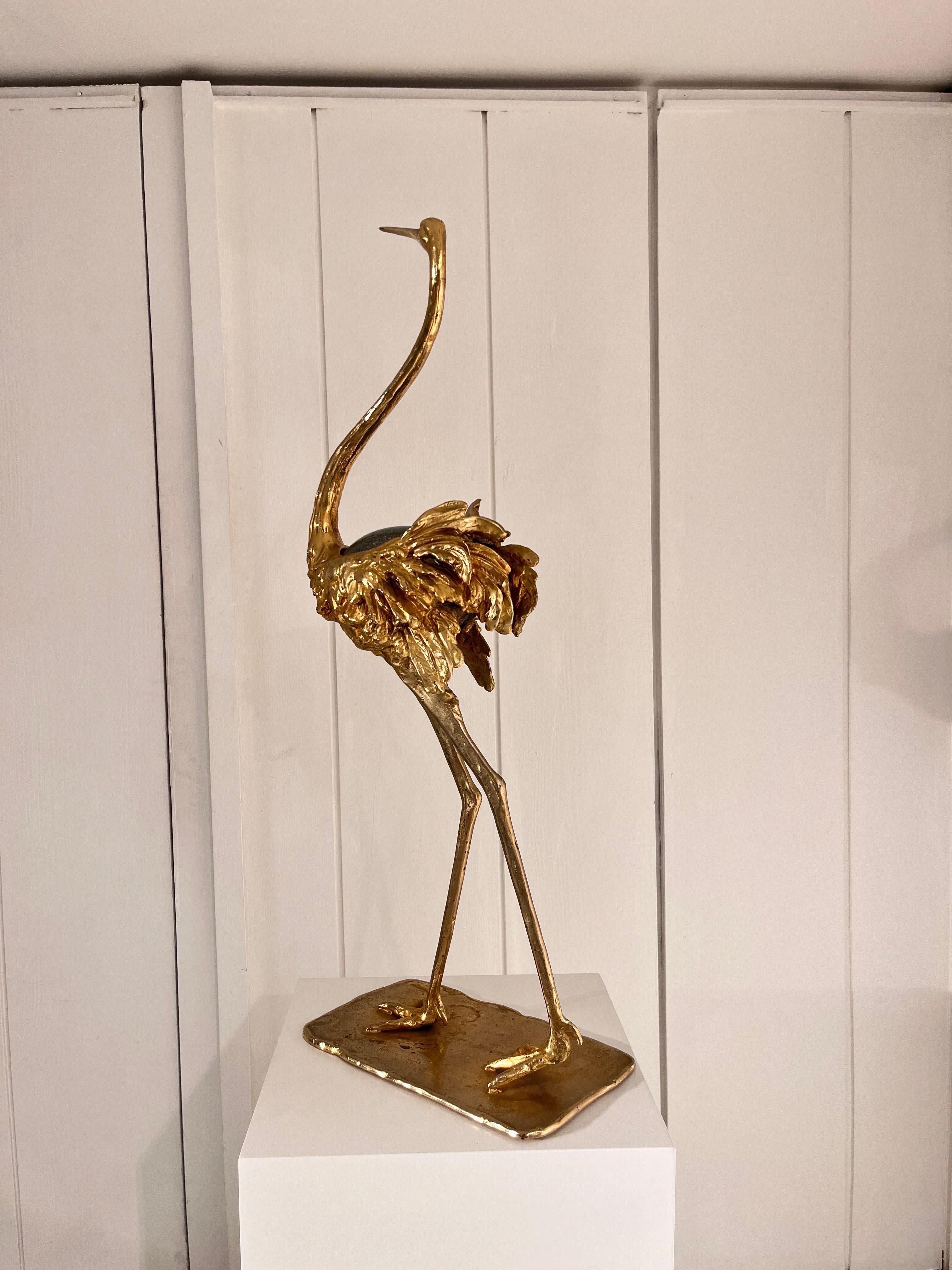 Gabriella Crespi Bronze Ostrich Sculpture  1