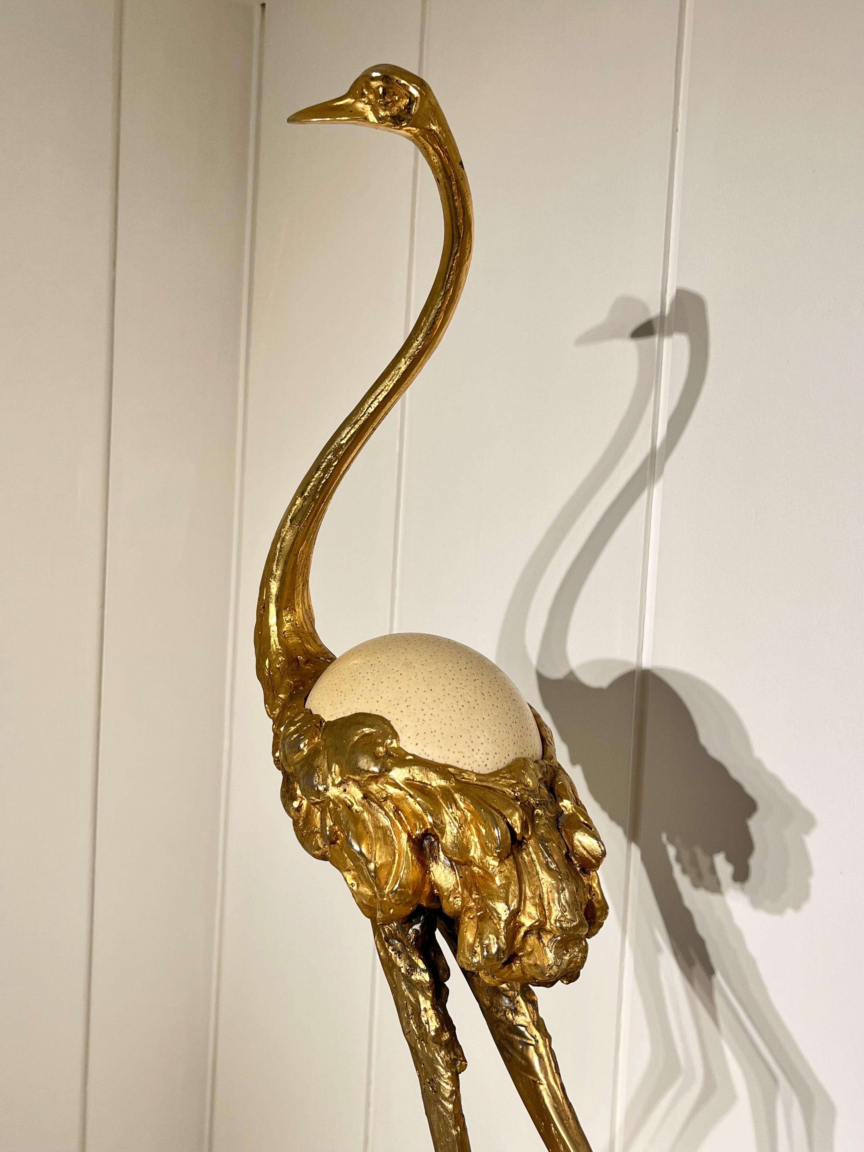 Gabriella Crespi Bronze Ostrich Sculpture with Ostrich Egg 7