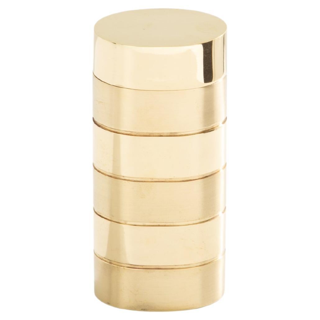 Gabriella Crespi brushed and polished brass box signed 1970 im Angebot