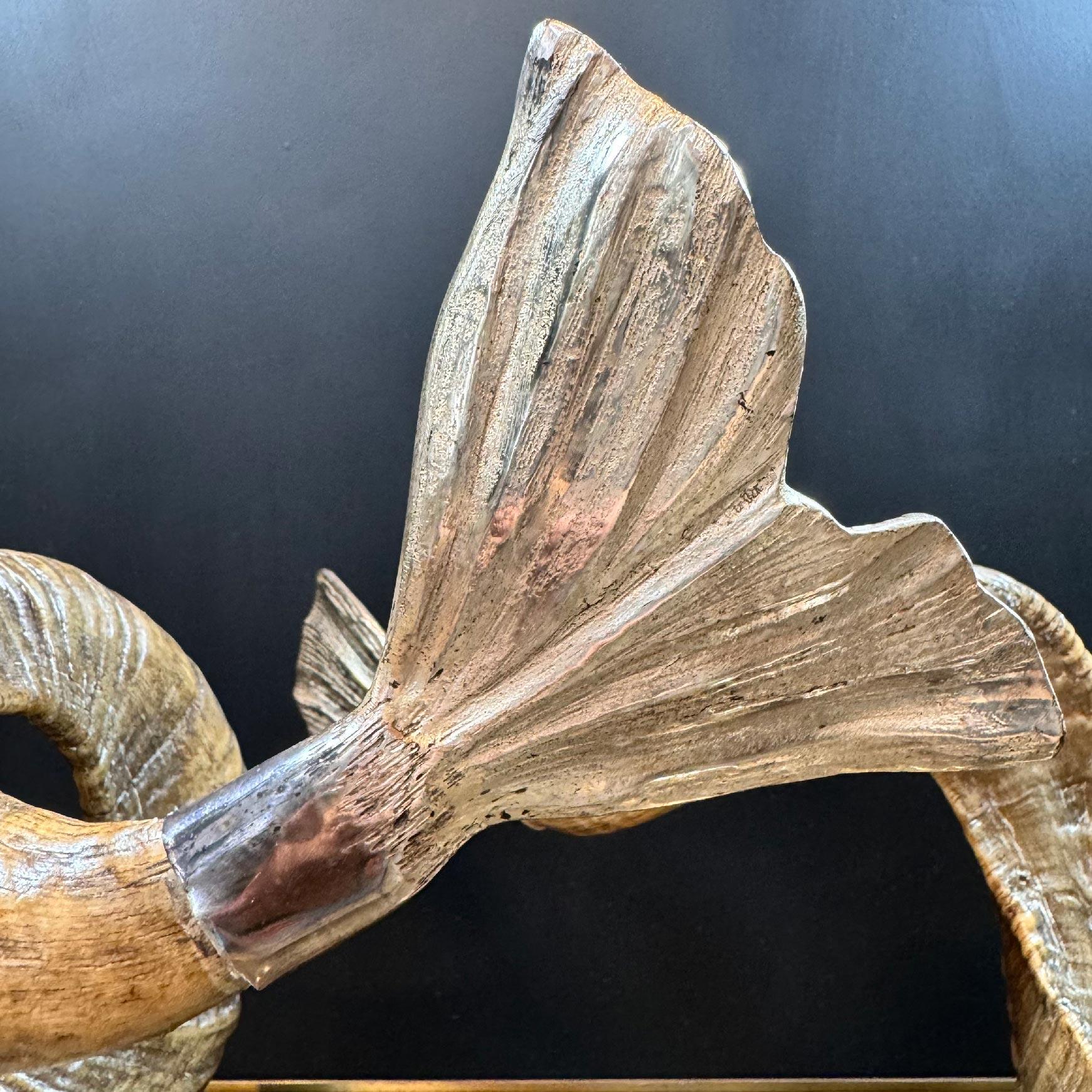 Gabriella Crespi 'Coppia Di Delfini' Pareja de delfines de bronce plateado en venta 4