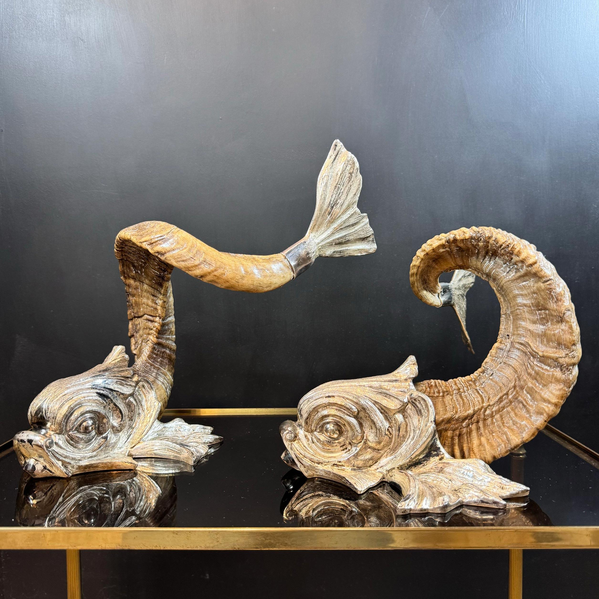 Gabriella Crespi 'Coppia Di Delfini' Paar versilberte Bronze- Delphine im Angebot 7