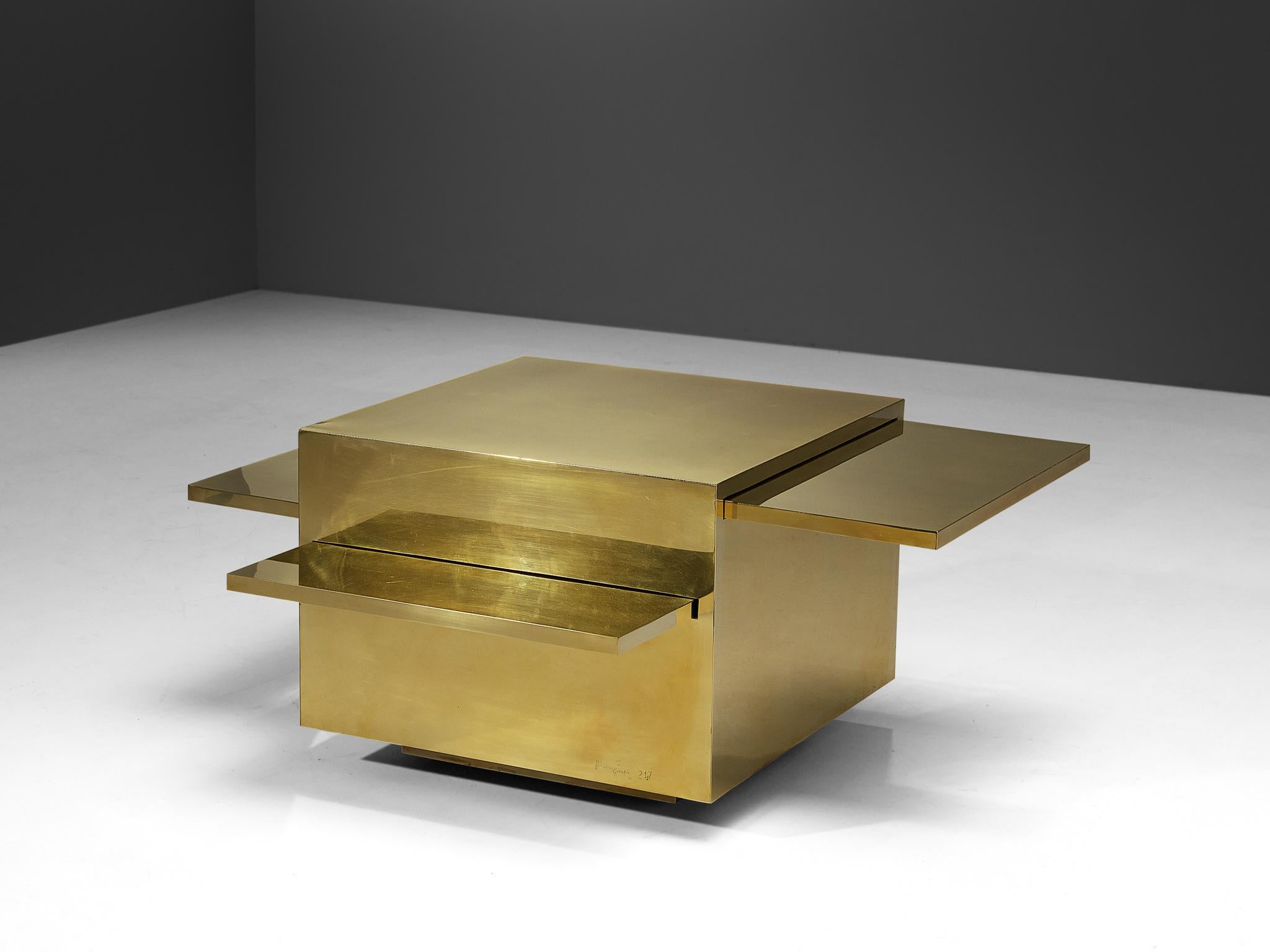 Post-Modern Gabriella Crespi ‘Cubo Magico’ Coffee Table in Brass