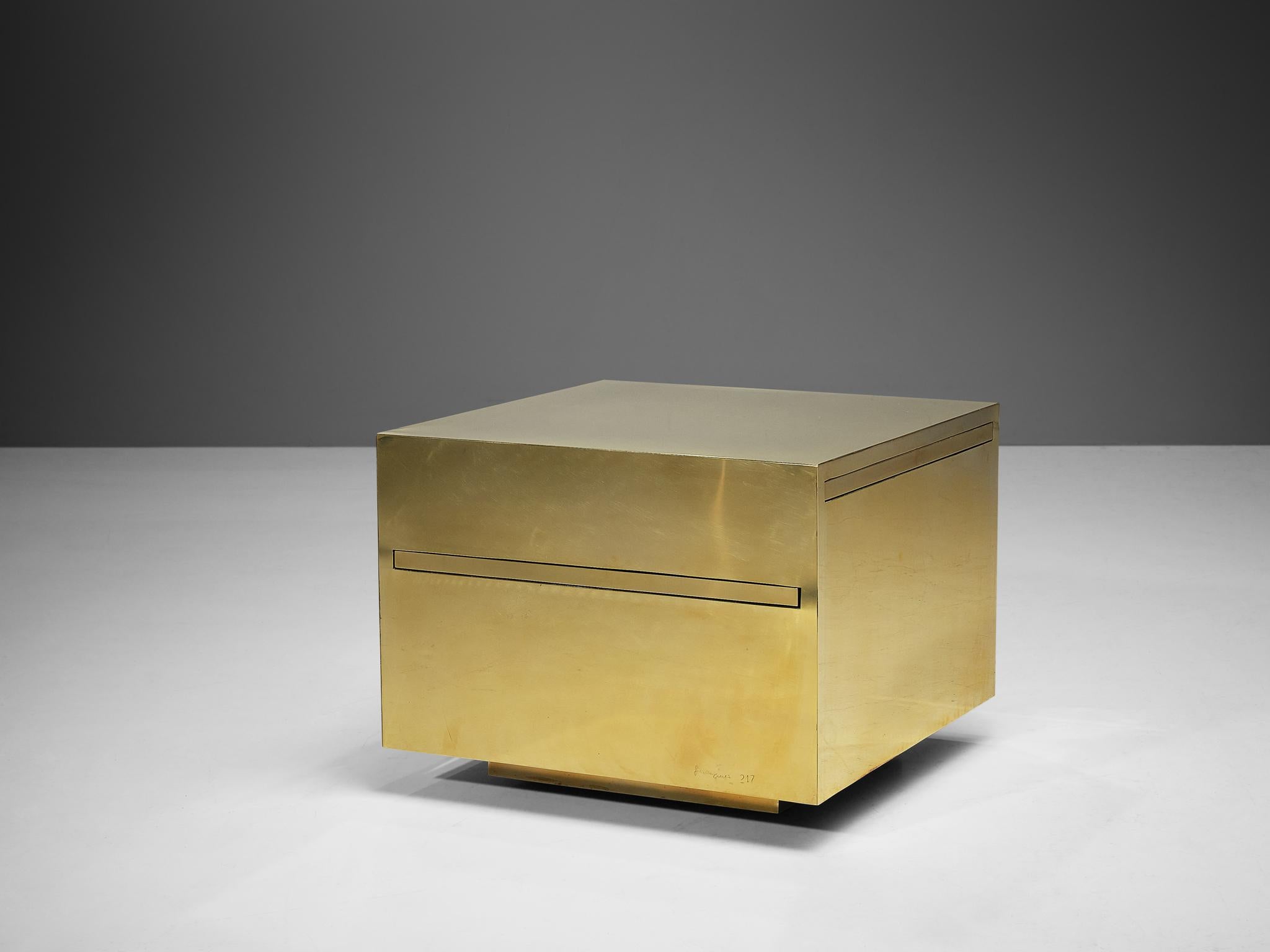 Italian Gabriella Crespi ‘Cubo Magico’ Coffee Table in Brass