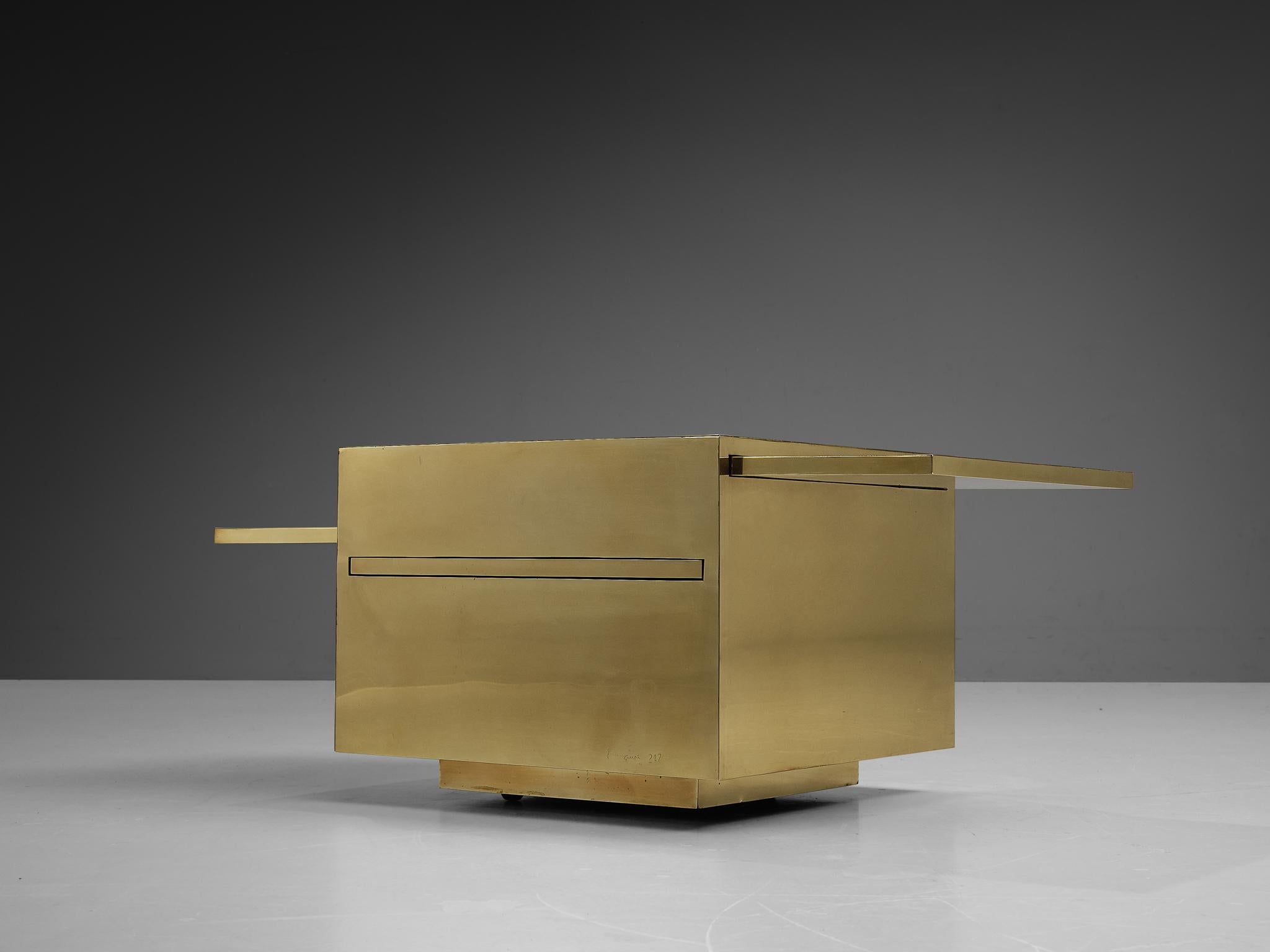 Late 20th Century Gabriella Crespi ‘Cubo Magico’ Coffee Table in Brass