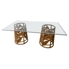 Gabriella Crespi Double Pedestal Dining Table with Glass Top