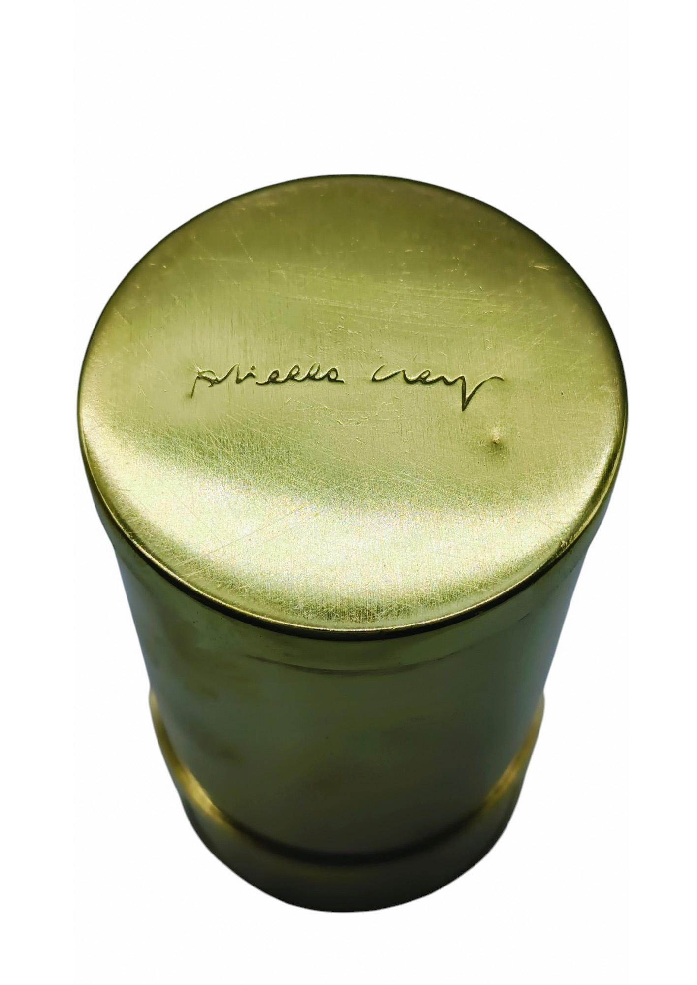 Mid-Century Modern Gabriella Crespi Signed, Cylindrical Brass Box, Italy 1970s For Sale