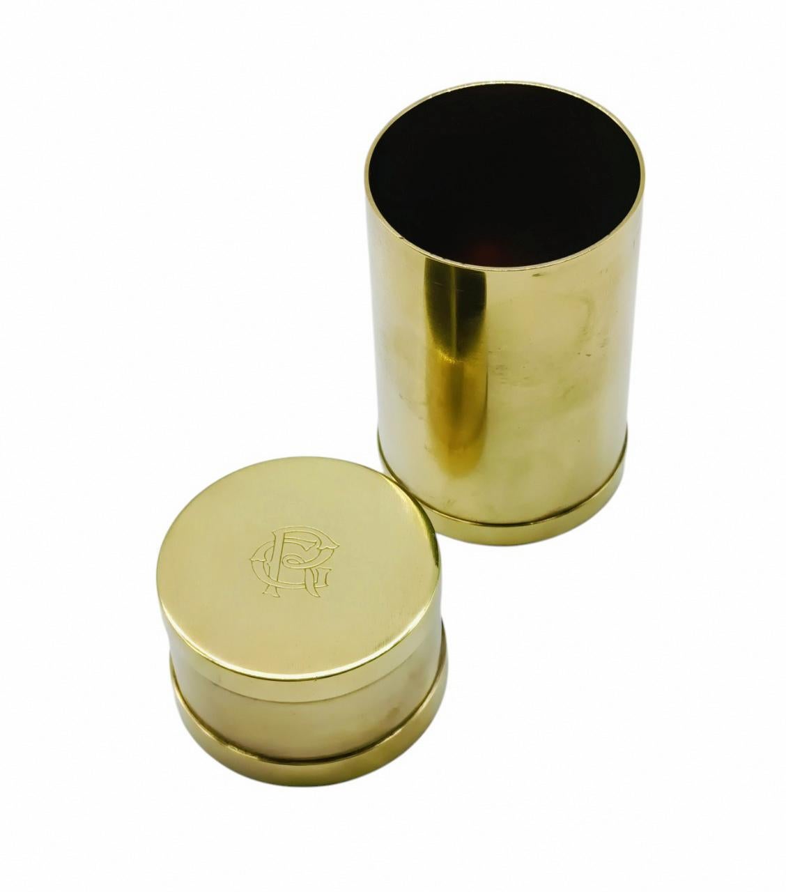 Gabriella Crespi Signed, Cylindrical Brass Box, Italy 1970s In Good Condition For Sale In Naples, IT