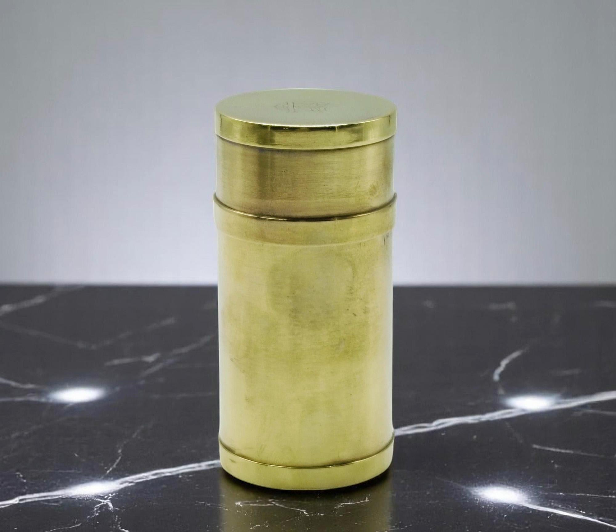 Late 20th Century Gabriella Crespi Signed, Cylindrical Brass Box, Italy 1970s For Sale