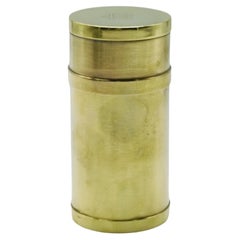 Gabriella Crespi Signed, Cylindrical Brass Box, Italy 1970s