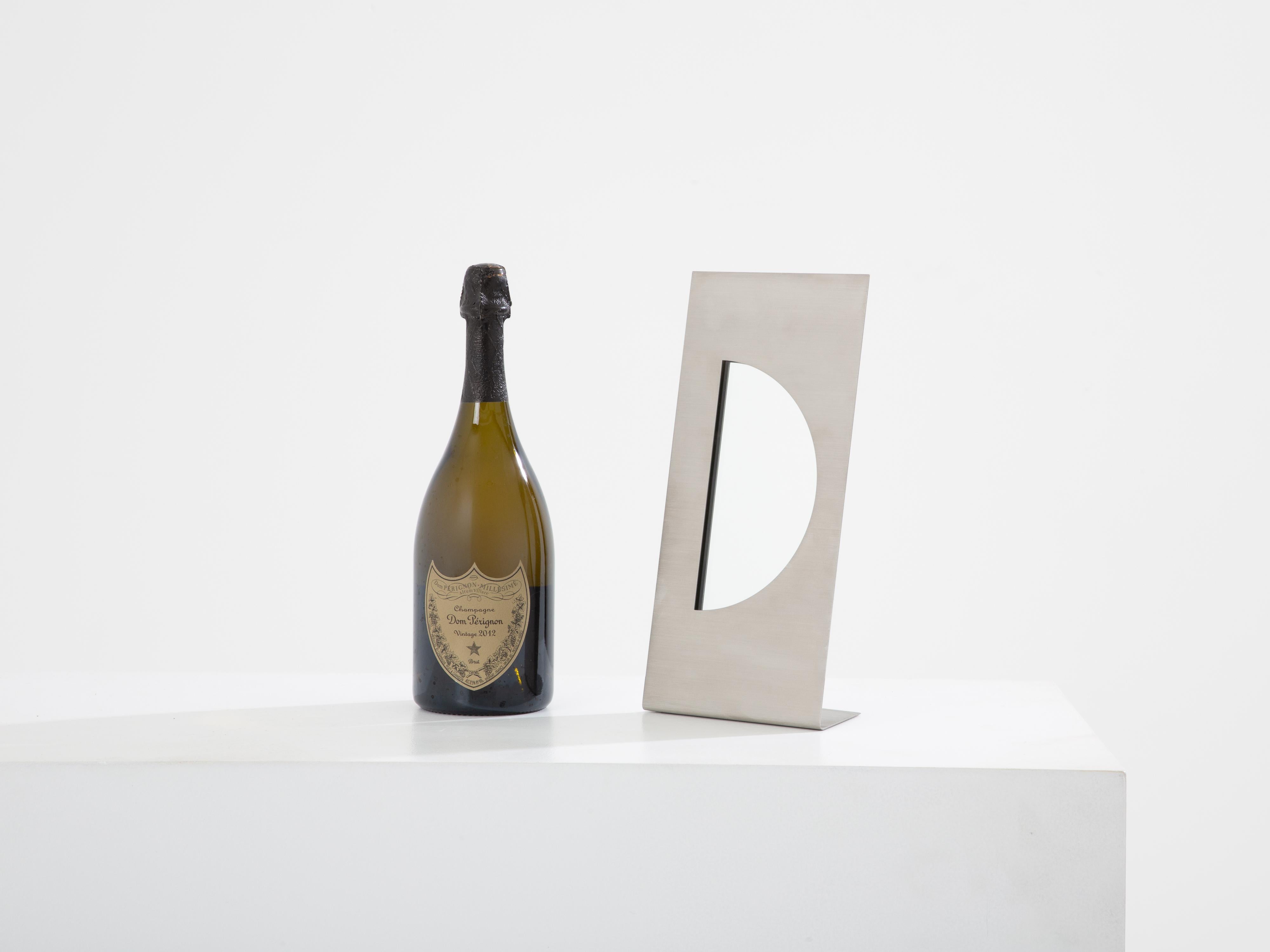 XX secolo Gabriella Crespi per Christian Dior Specchio per vanità in acciaio spazzolato 1970 in vendita