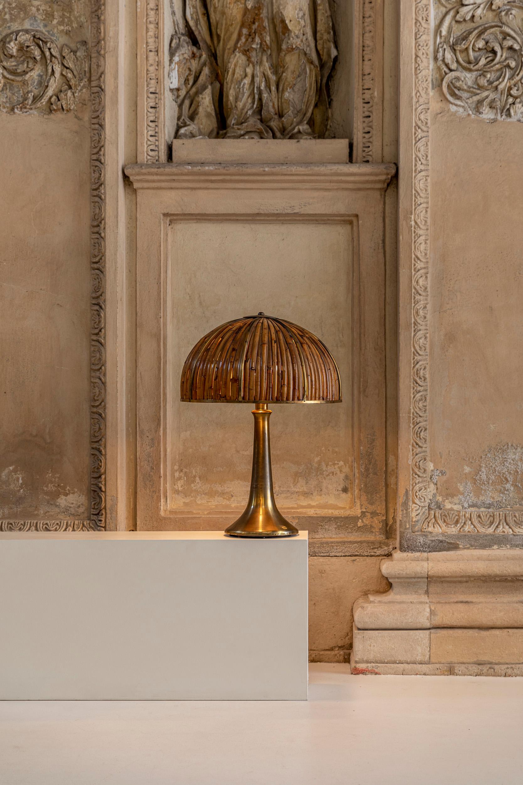Mid-Century Modern Gabriella Crespi 'Fungo' Bamboo Table Lamp, Italy, 1972s