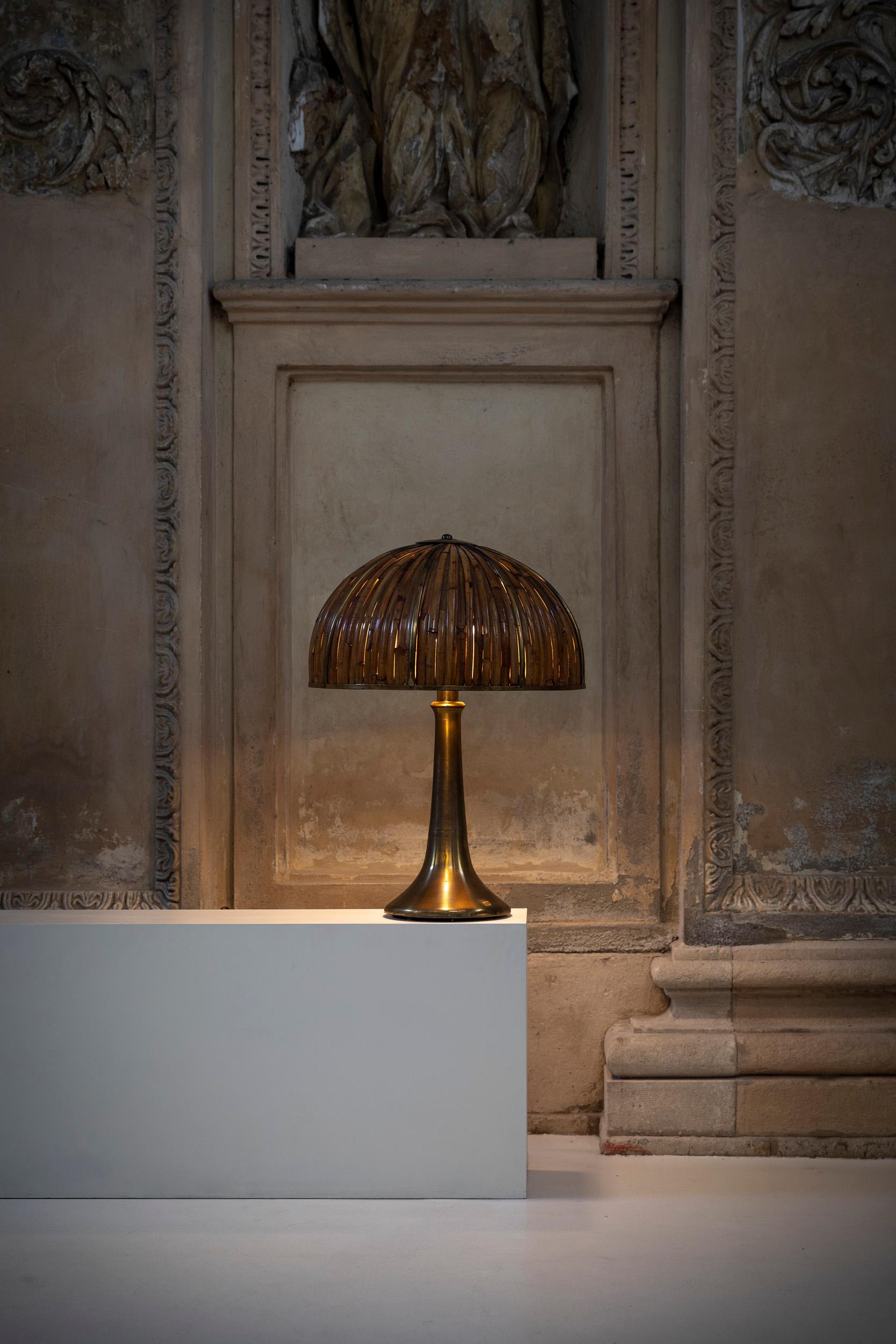 Italian Gabriella Crespi 'Fungo' Bamboo Table Lamp, Italy, 1972s