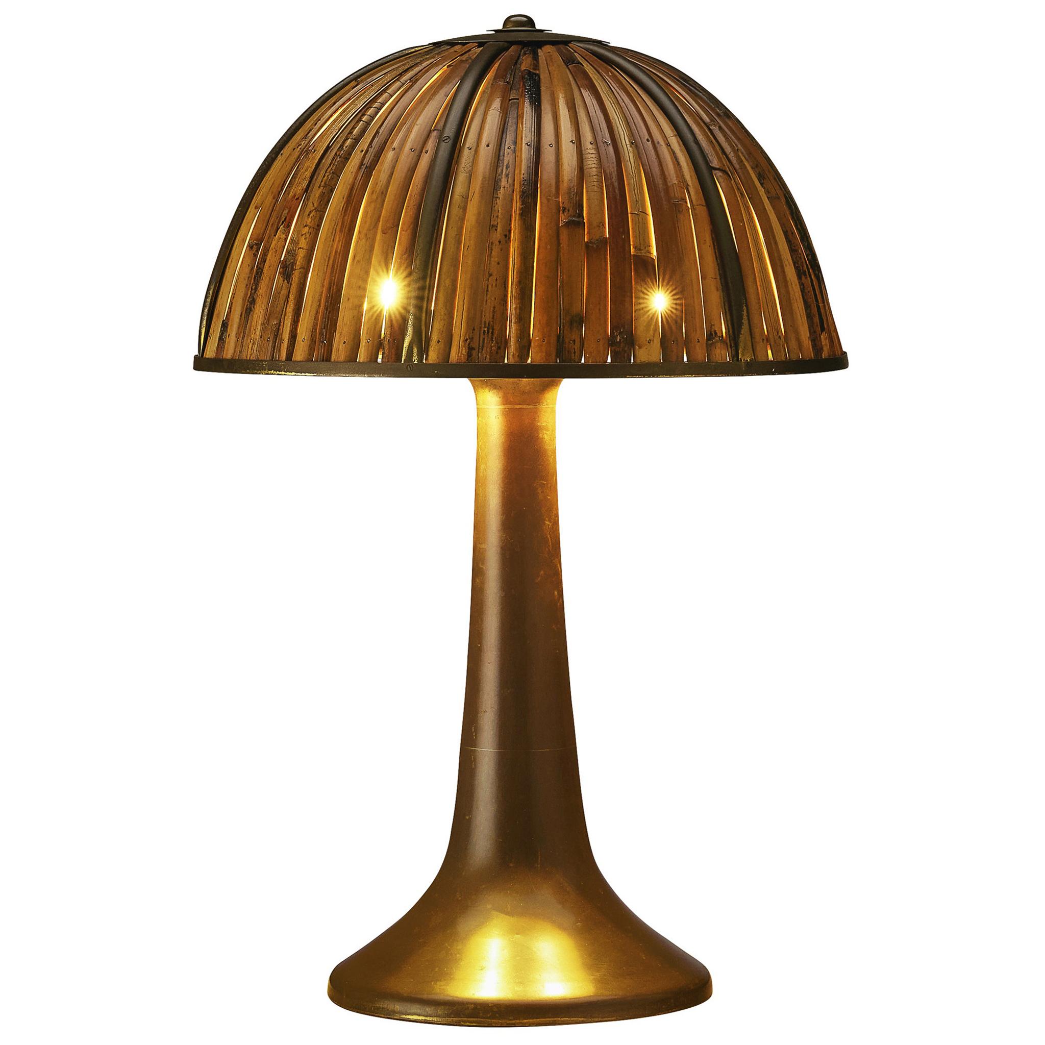 Gabriella Crespi 'Fungo' Table Lamp in Brass and Bamboo