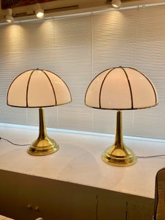 Gabriella Crespi Fungo Table Lamps, Double Signatures on Pair