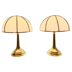 Gabriella Crespi Fungo Table Lamps, Double Signatures on Pair