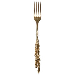 Vintage Gabriella Crespi Gocce Oro 24-Carat Gilded Fork Signed